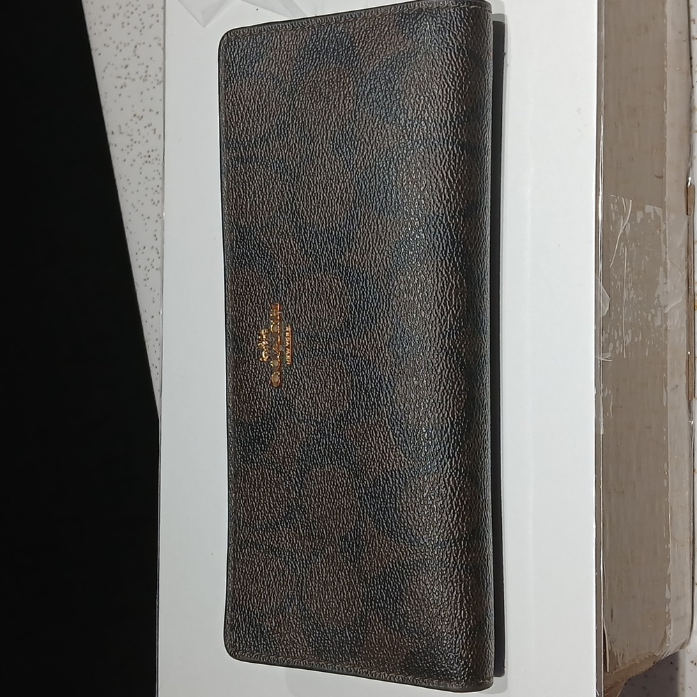 Coach Signature Brown Key & Card Holder Wallet- Nwot - Picture 2 of 8